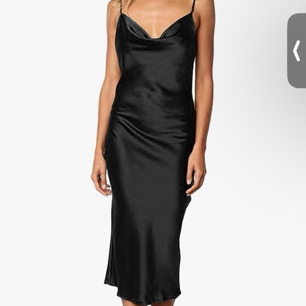 Elegant Black Satin Slip Dress